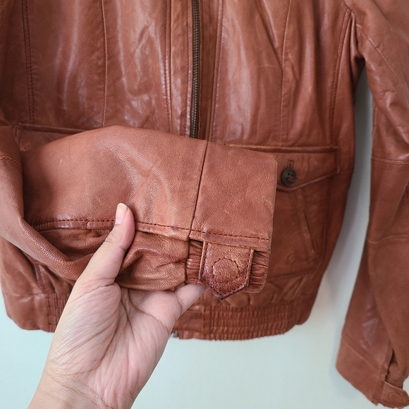 CAMPUS Vintage Genuine Leather Brown Jacket size XS - Picture 4 of 8